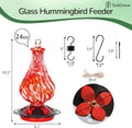 Blown Glass Hummingbird Feeder, 24oz Glass Nectar Feeder