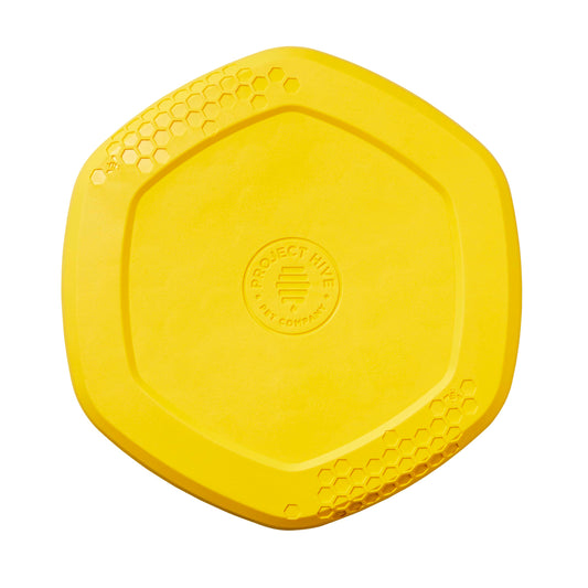 PROJECT HIVE ·PET COMPANY· Dog disc - Great for Fetch - Includes a Lick mat on Back - Floats in Water, Smooth Glide - Made in The USA (Unscented Yellow)
