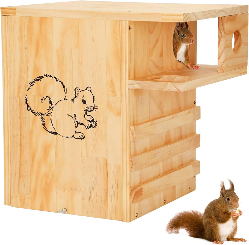 Extra Large Squirrel House for Outside with Stand & Predator Proof, Large Squirrel Box for Outside with Easy-Clean Front