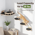 Cat Wall Shelves with 3 Steps, Wooden Cat Wall Furniture up to 15lbs, Floating Stairs for Small/Medium Cats, Kitty Wide Climber Shelf with Cozy Perch for Indoor