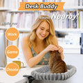Pawow X-Large Cat Desk Bed - 90° Foldable Space-Saving Cat Beds, 2 Washable Covers (Faux Rabbit Fur & Cool Mesh), Heavy-Duty Frame Supports 40lbs, Easy Install Pet Perch for Office & Game Tables