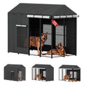 LitaiL Outdoor Dog Kennel Cover for Dog Cages 8'D x 4'W x 6'H Full Coverage, 1200D Heavy Duty Silver-Coated Interior Waterproof Enclosure Covers with Mesh Windows, (Cover Only)