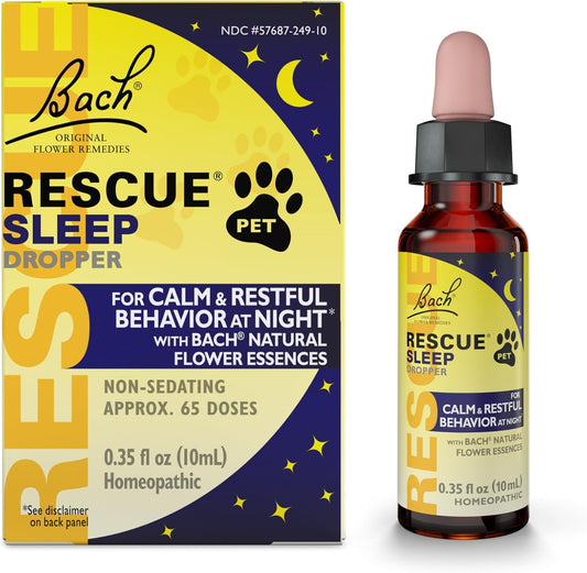 Rescue Pet Sleep Dropper - 10 mL - Sleep Aid for Dogs & Cats with Bach Natural Flower Essences - Sedative-Free, Homeopat