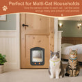 Smart Cat Door with Collar Sensor and 2pcs Magnetic Collars,4 Way Locking with Magnetic Flap, Pet Door for Interior Door