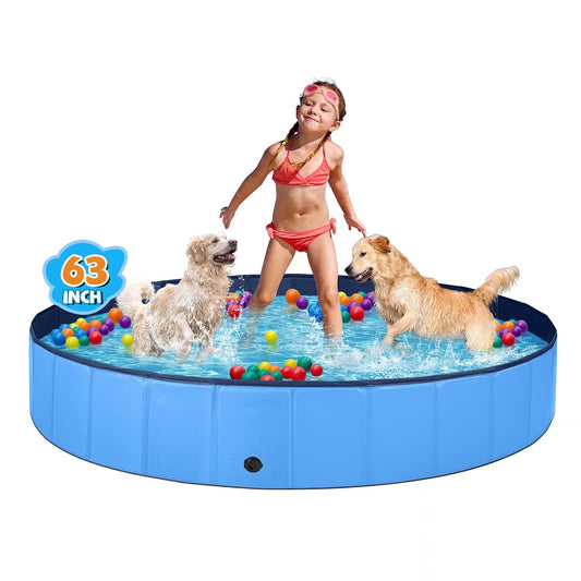 Jecoo Dog Pool for Large Dogs Kiddie Pool Hard Plastic Foldable Dog Bathing Tub Portable Outside Kids Swimming for Pets and Dogs Outdoor Backyard