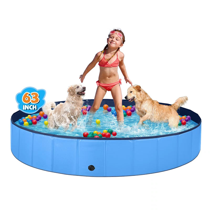 Jecoo Dog Pool for Large Dogs Kiddie Pool Hard Plastic Foldable Dog Bathing Tub Portable Outside Kids Swimming for Pets and Dogs Outdoor Backyard