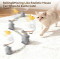 Migipaws Interactive MigiMouse Cat Toy 360° Rolling & Spin with Mesh Plastic Tail for Indoor Cats Smart Motion Sensor, Realistic Squeak, Rechargeable Plush Kitten Toy(Grey)