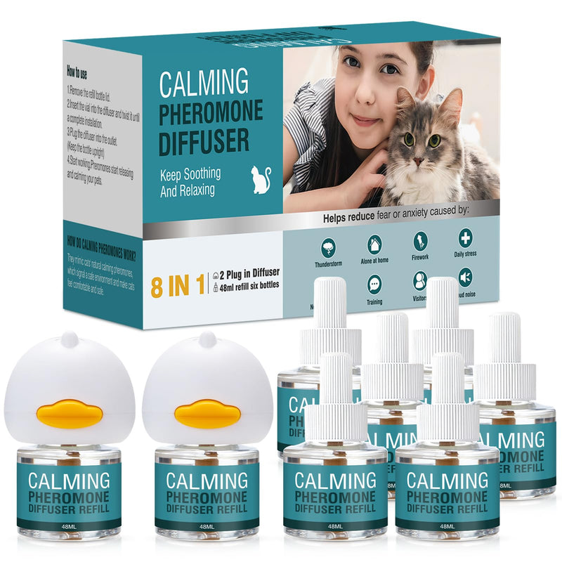 Cat Calming Diffuser 8 in 1 Multicat Pheromone Diffuser Pheromones to Calm Stress and Anxiety Relief Products Plug in Refill Anti Aggression for Cats Spraying No More Stop Cat from Urinating, Blue