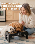 Jovrun Elevated Dog Bowls for Small Dogs and Cats, Non-Slip Cat Bowls with 2 Thick 5.5" Stainless Steel Dishes, Dog Feed