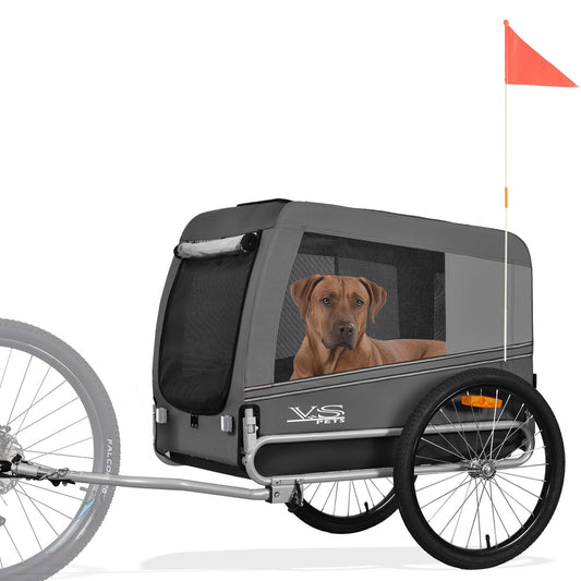 Tiggo Veelar Sports Large Pet Bike Trailer for Medium or Large Sized Dog or Multiple Small Dogs, Foldding Frame Bicycle Carrier Up to 78 LBS Parking Brakes,Low Center of Gravity