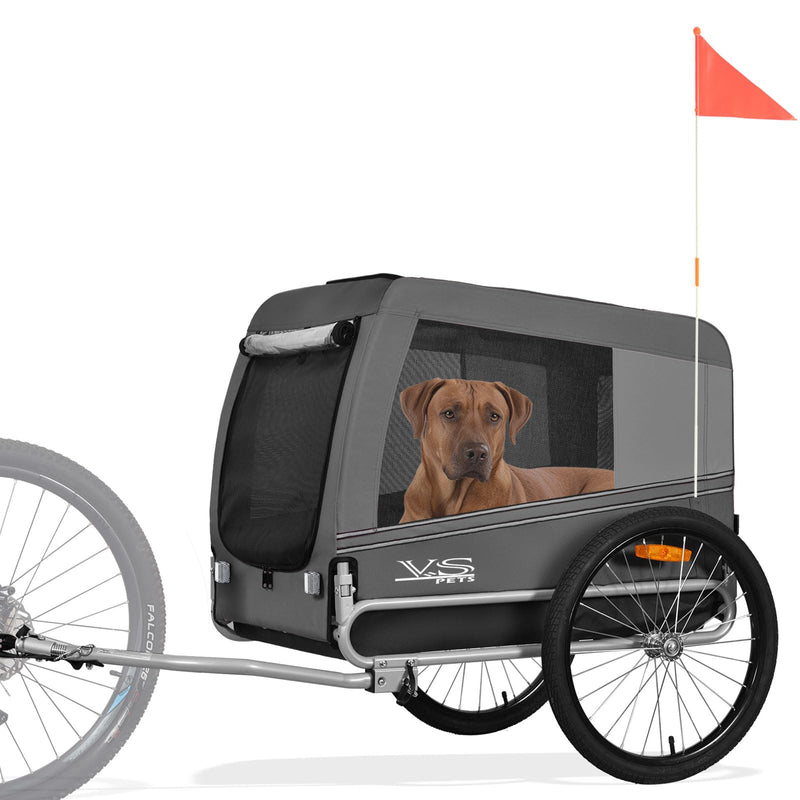 Tiggo Veelar Sports Large Pet Bike Trailer for Medium or Large Sized Dog or Multiple Small Dogs, Foldding Frame Bicycle Carrier Up to 78 LBS Parking Brakes,Low Center of Gravity
