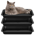 Tessco for you 3 Pcs Kitten Litter Box Shallow Low Entry Open Cat Litter Box Waterproof Plastic Small Rabbit Pan Tray Travel Toilet for Senior Cat Kitten Training(Black,15.1 x 12 x 1.4 Inch)