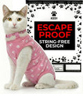 Cat Surgery Recovery Suit Female Cat Onesie for Cats After Surgery Spay Surgical Abdominal Wound Skin Diseases E-Collar Alternative Wear (Pink, Medium)