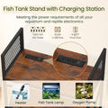 Snughome 29 Gallon Aquarium Stand with Charging Station, Heavy Duty Fish Tank Stand with Storage Cabinet, Metal Aquarium