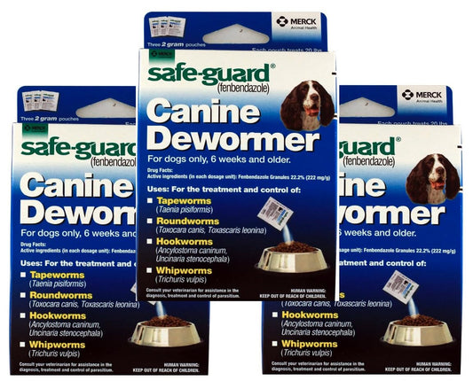 Safe-Guard Canine Dewormer For Dogs Only, 6 Weeks and Older, 9 Pouches Total(3 Packages with 3 Pouches each)
