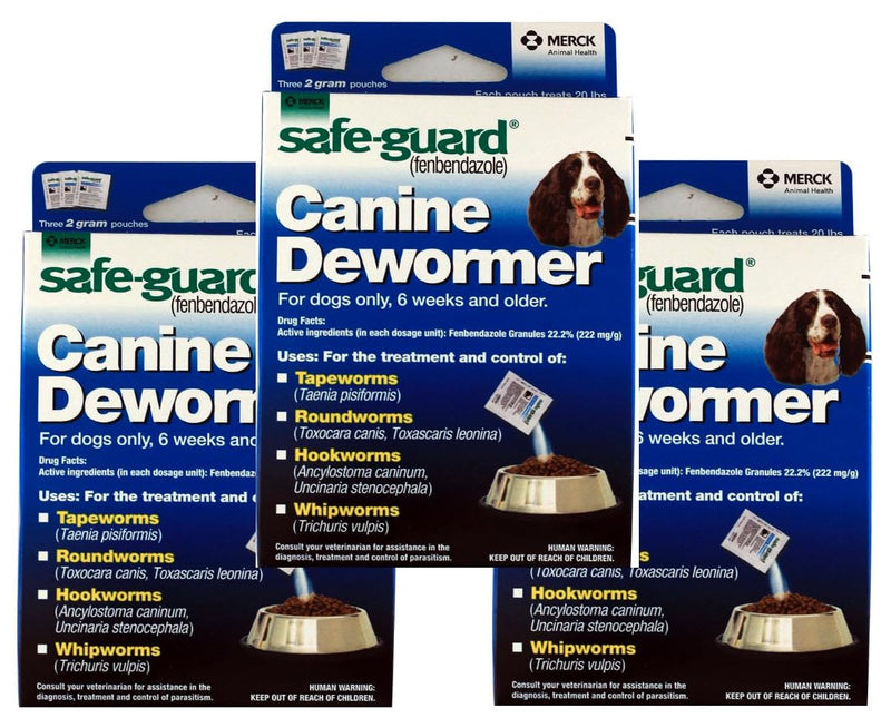 Safe-Guard Canine Dewormer For Dogs Only, 6 Weeks and Older, 9 Pouches Total(3 Packages with 3 Pouches each)