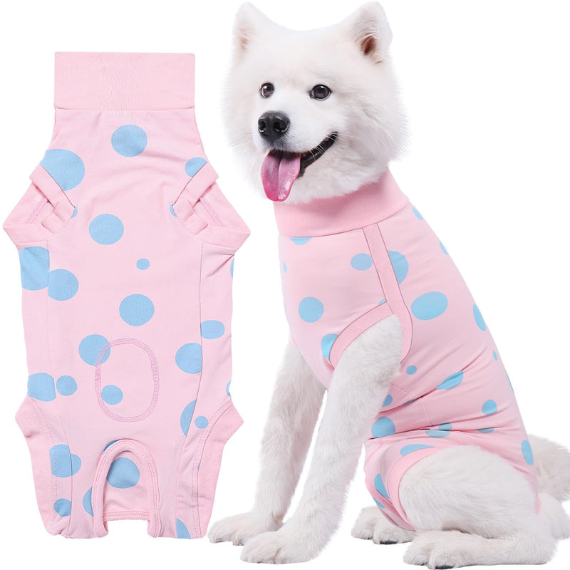 Comwish X-Lager Dog Recovery Suit Female Spay, Professional Dog Surgery Suit Post Neuter, Abdominal Surgical Suit for Male Dogs Can Pee, Prevent Licking Soft Breathable Cotton Covers Wound (Pink, XL)