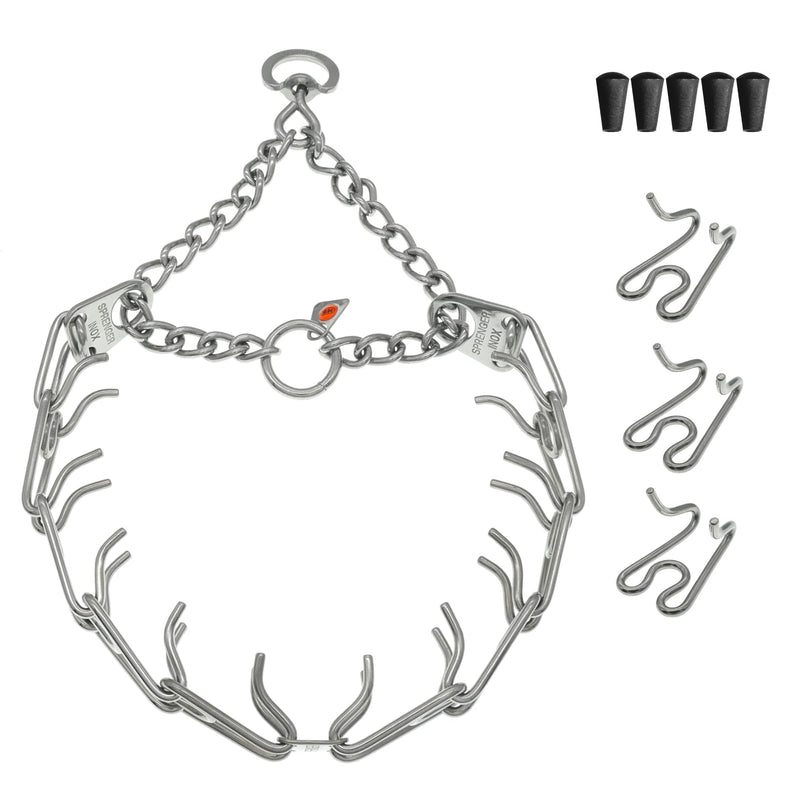 Herm Sprenger Dog Training Prong Collar with Swivel D-Ring, 3 Extra Links, 30 Comfort Tips for Small Medium Large Dogs Stainless Steel No-Pull Collar Made in Germany (Medium-Large)