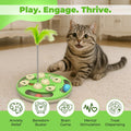 CGBD 3 in 1 Cat Treat Puzzle Feeder, Level 3 Interactive Cat Puzzle Toy with Track Balls, Feather Teaser & Slow Feeder Insert, Non-Slip Base, Mental Stimulation for Bored Indoor Cats, Green