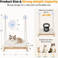 Cat Window Perch Hammock with Upgraded 4 Suction Cups Soft Cushion Wood Bed