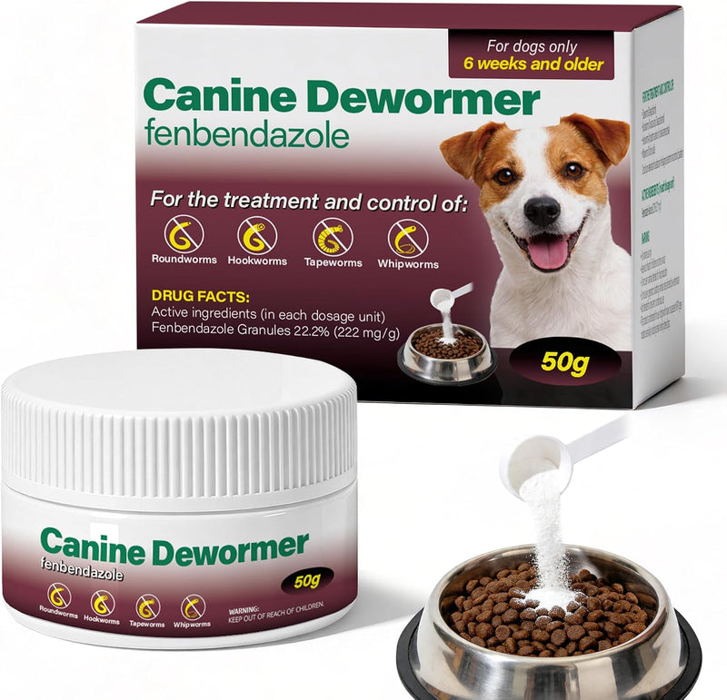 Canine Dewormer for Dogs (fenbendazole) 50 g, Easy-to-Measure Food Mix-in, Simple Routine Support for Dogs 6 Weeks and Older