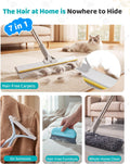 Carpet Rake for Pet Hair Removal, 54-Inch Handle, 5-Piece Set for Rugs