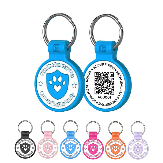 ilFindYou Silicone Cat Tags Personalized Small for Pet Collars, QR Code Cat Name Tags, Scan Location Alerts, Blue S