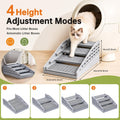 Heerduos Adjustable 4 Steps Litter Box Step,Litter Box ramp for Cat Litter Boxes,Washable Easy Cleaning Cat Litter Catcher & Litter Step with Filter Functions for Small & Elderly Cats(Gray)