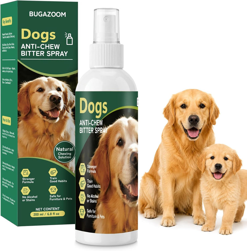 BUGAZOOM‌ Bitter Dog No Chew Spray, Dog Training Aid for Furniture & Carpet, Puppy Corrector & Behavior Spray for Dogs &