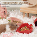 2 Packs Strawberry Ceramic Hamtser Food Bowls Wet&Dry Use(Pink+Red)
