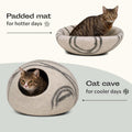 MEOWFIA Cat Cave – Premium Felt Cat Bed for Indoor Cats, Handmade Merino Wool (Light Gray, Medium)