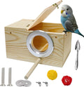 JSLZF Parakeet Nesting Box, Bird Nest Box with Perch for Parrot