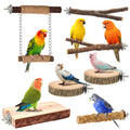 7-Piece Bird Perches for Cage- Wooden Parrot Stand with Fork Toys, Hanging Multi-Branch Platform, Hammock Swing, Gym Playstand & Chewing Toys - for Parakeets, Budgies, Lovebirds - Durable