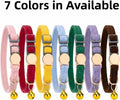 Soft Corduroy Cat Collar for Small to Large Cats, Adjustable 7-11 Inch, Gold Buckle & Bell