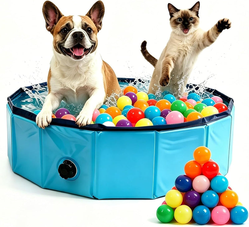 Dog Ball Pit with 75 Balls Included,Cat Ball Pit & Dog Pool 2-in-1 for Puppies Small Dogs Cats, Portable Pet Playpen Poo