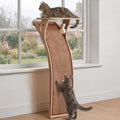 JKXJKX 47" Floor Standing Cat Window Perch with Curved Scratching Ramp, 80 Lbs Heavy Duty Window Bed Seat with Suction C