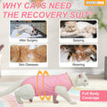 BEAUTYZOO 2 Pack Cat Recovery Suit, Cat Onesie for Cats After Surgery Female Male, Kitten Spay Neuter Surgical Recovery Body Suit Cone of Shame Alternative, Anti Lick Pet Anxiety Vest, Pink XS