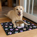HOMETITUTE Pet Feeding Mats Cat Mat for Food and Water 20" x 12" Glitter Paw Print Cat Bowl Placemat Non-Slip Indoor Feeding Station Cute Pet Meal Mat for Small Pets Kitchen Floor Use