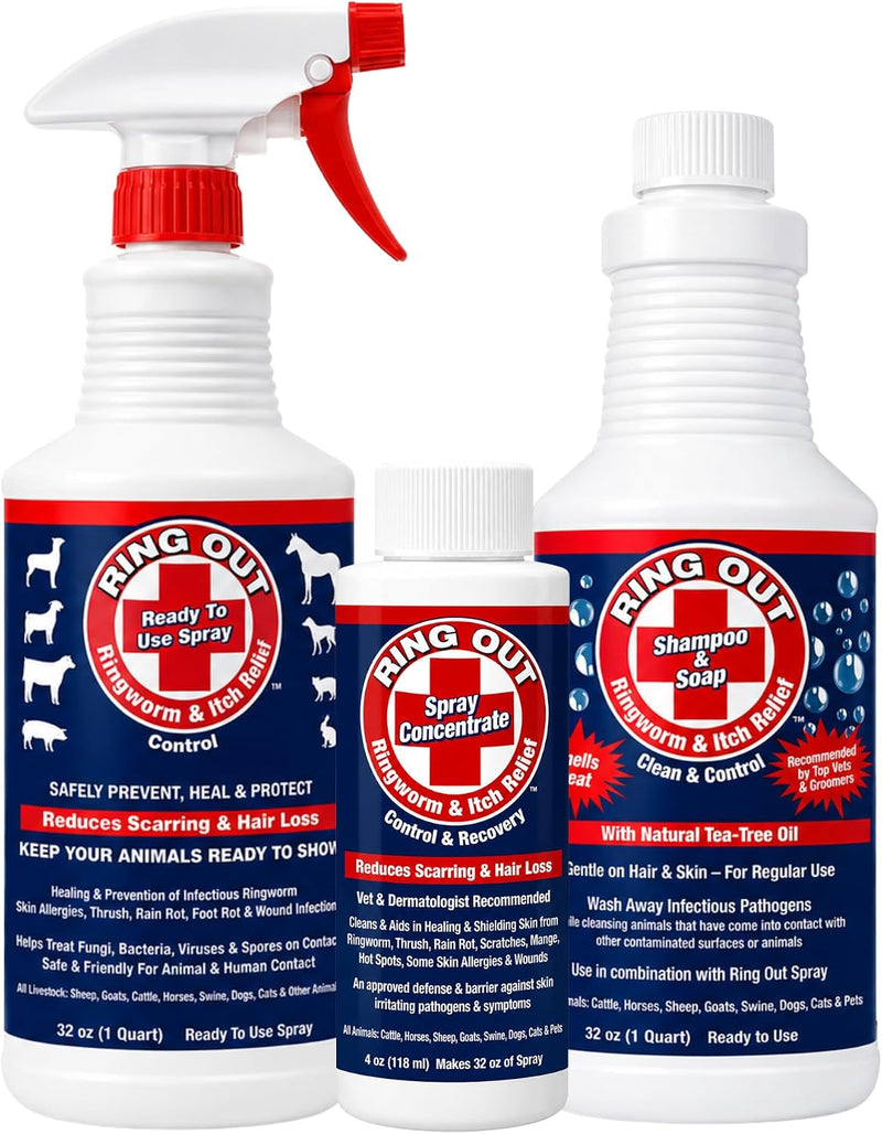 Ringworm Prevention Pack for Large and Small Animals - Control and Help Ringworm for Goats, Cattle, Horses, All Pets and