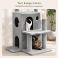 Globlazer Cat Tree Tower for Indoor Cats, 50-inch Adult Cat Tree House for Large Adult Cats with Steps, Scratching Post, 2 Cat Caves, Dangling Toys, FC50, Light Grey