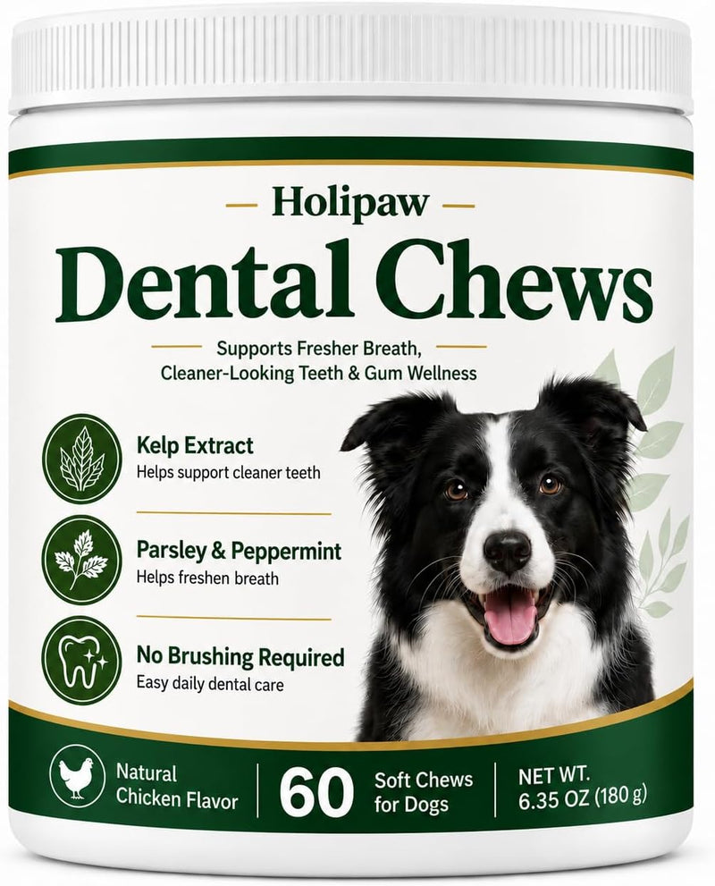 Holipaw Dental Chews for Dogs, Chicken Flavor, 60 Soft Chews