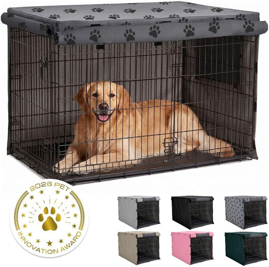GORILLA GRIP Dog Enclosure Crate Cover Kennel Cage Topper 42in GrayBlackPaw