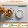 CHARMROSE Silicone Pet Feeding Mat - 100% Waterproof Dog & Cat Bowl Pad with Raised Edges - Protects Floors from Messy Eaters & Spills - Anti-Slip, 100% PET-Safe, Dishwasher Safe (Grey 18.5"x11.5")
