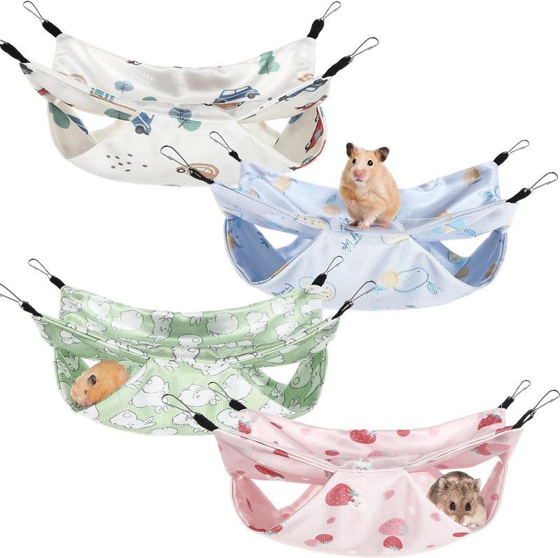 Nuogo 4 Pcs Guinea Pig Rat Hammock for Cage, Pale Color, Summer