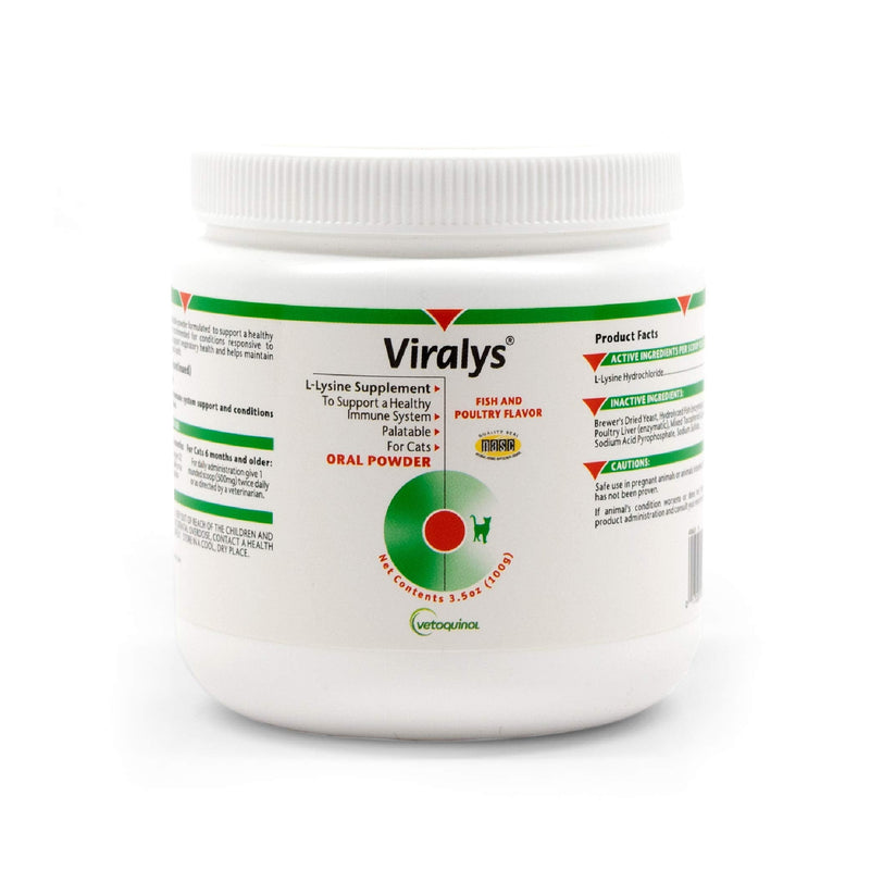 Vetoquinol Viralys - Lysine Supplement for Cats & Kittens - Supports Eye Wellness, Respiratory Health & Immune Strength - Flavored Oral Powder for Easy Feeding & Daily Use - 100 Grams