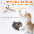 JXFUKAL Cat Wand Toys, Interactive Cat Toys with 3 Feather Refills, 29'' Flexible Steel Wire, Sturdy Wood Handle & Bell for Kitty Kitten, Cat Toys for Indoor Cats Teaser Cat String Toy