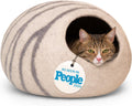 MEOWFIA Cat Cave – Premium Felt Cat Bed for Indoor Cats, Handmade Merino Wool (Light Gray, Medium)