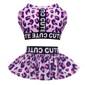 CuteBone Two Piece Dog Sports Dress Athleisure Leopard Print Puppy Pink Skirt Lightweight Small Dogs Girl Clothes Cat Apparel SPS01M