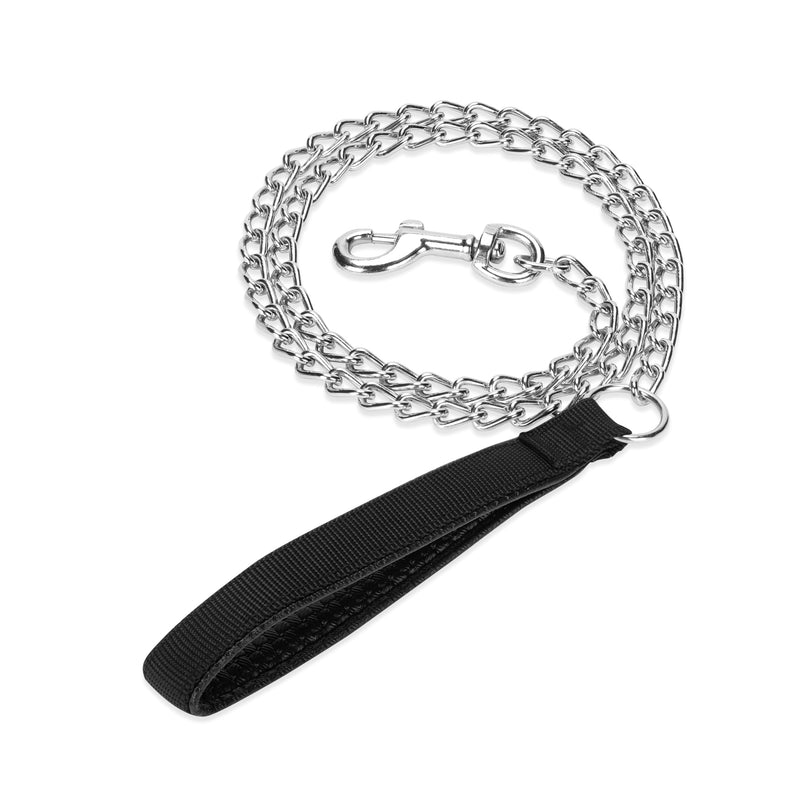 Metal Chain Heavy Duty Dog Leash, Chew Proof Dog Leash with Soft Handle for Large & Medium Size Pets Walking(6 ft. x 3.0 mm Black)