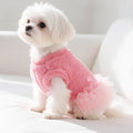 Cute Dog Sweater Dress Thick Fleece Puppy Sweater for Small Dogs, Fluffy Dog Dresses with Harness Sweet Bowknot Design